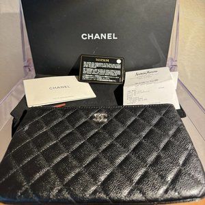 Chanel Black Caviar Classic Pouch